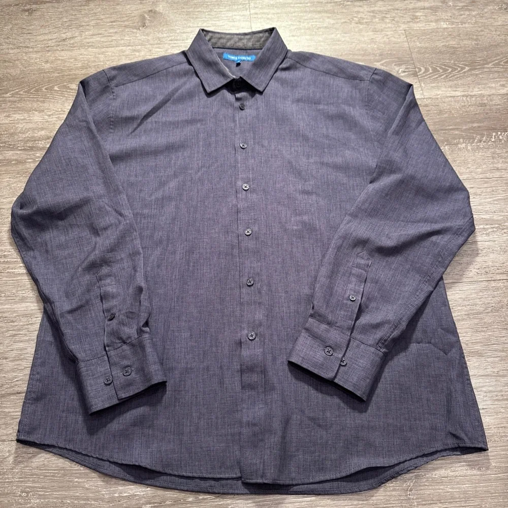 Vince Camuto Shirt Mens XL Blue Performance Preppy Quiet Luxury Comfort Minimal